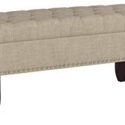 Pulaski Hinged Top Button Tufted Bed Oatmeal Beige