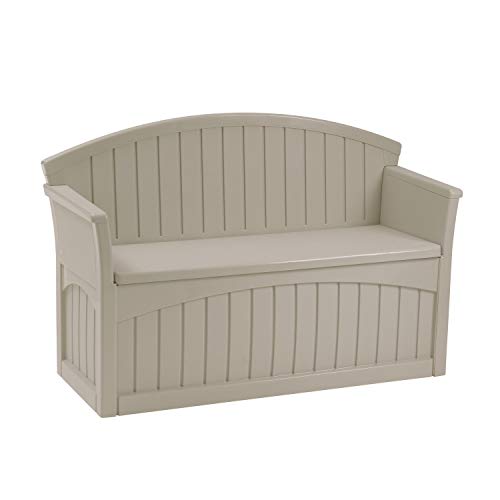 Suncast 50 Gallon Patio Bench with Storage - Decorative Resin Outdoor Patio Bench