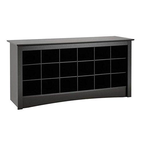 BOWERY HILL 18 Cubby Shoe Storage Bench in Black