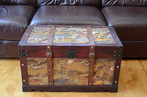 Styled Shopping Ancient City Large Wood Storage Trunk Wooden Treasure Chest