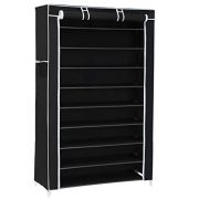 SONGMICS 10 Tiers Shoe Rack with Cover Closet Shoe Storage Cabinet Organizer