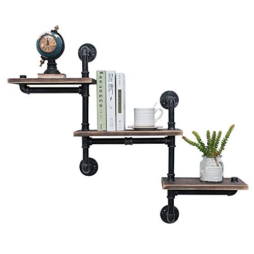 Industrial Pipe Shelving Wall Mounted,Steampunk Real Reclaimed Wood