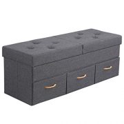 CANMOV Folding Storage Ottoman Bench, 47 Inches Linen Fabric Storage Chest