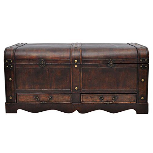 GOTOTOP Wooden Treasure Chest Old-Fashioned Antique Vintage Style Storage Box