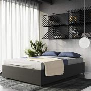 DHP Maven Platform Bed with Upholstered Linen and Wooden Slat Support