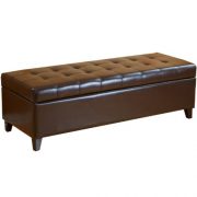Best Selling Mission Brown Tufted Leather Storage Ottoman Bench