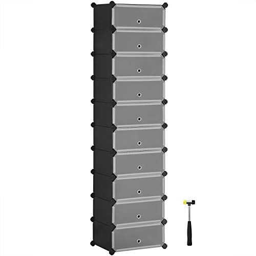 SONGMICS 10-Tier Shoe Rack, Plastic Cube Storage Organizer Units