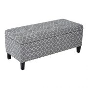 HomCom Large 42" Tufted Linen Fabric Upholstery Storage Bench Ottoman