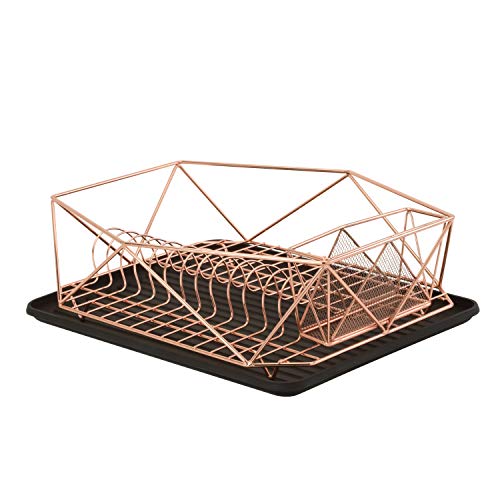 Kitchen Details Geode Deluxe Dish Drying Rack with Drain Board, Cutlery Basket