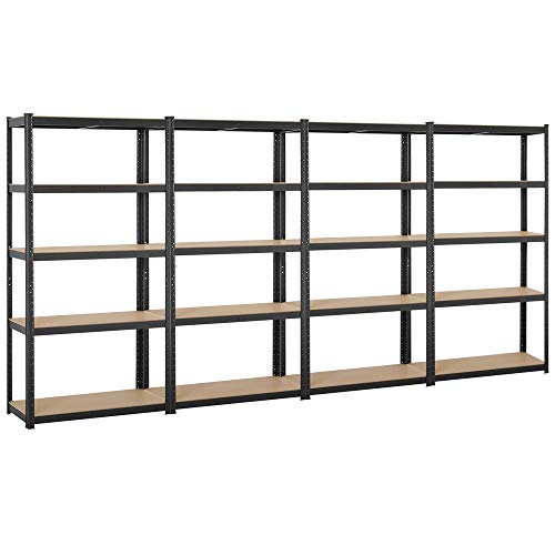 Yaheetech Black 5-Shelf Steel Shelving Unit Storage Rack Adjustable Garage Shelves