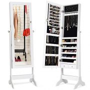 Giantex Lockable Standing Jewelry Armoire with Full Length Mirror