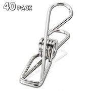 Clothespin 2.2" Pin,40 Pack Stainless Steel Wire Clip,Durable Metal Pin for Clothesline Utility Pin for Laundry, Kitchen, Backyard, Outdoor Clothes Drying, Chip Clip,Bag seal,Room Decorat, Office Pin