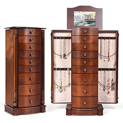 GOFLAME Chest Armoire Cabinet Standing with Mirror, Storage Organizer