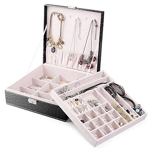 MESHA Jewelry Box for Women,2 Layer 29 Compartments Necklace