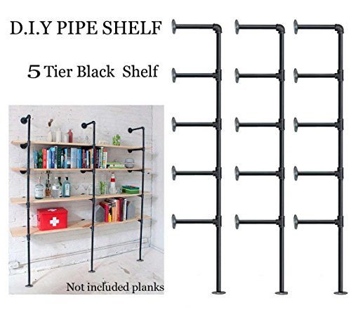 FOF Industrial Retro Wall Mount Iron Pipe Shelf,DIY Open Bookshelf