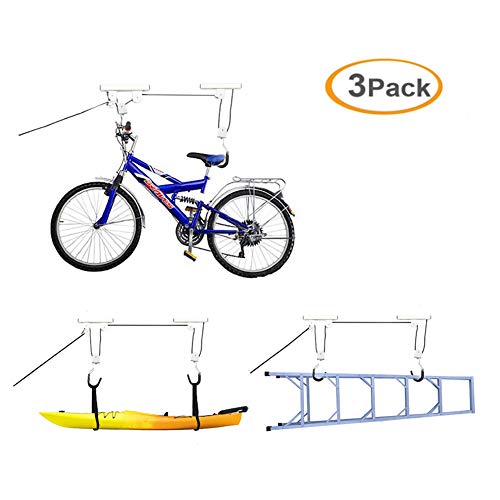 Barbella 3-Set Bike Lift Hoist for Garage Storage, Kayaking Pulley Rack Heavy Duty