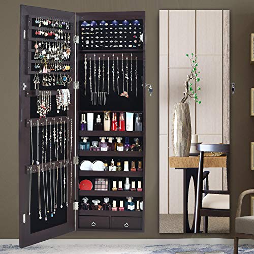 AOOU Jewelry Organizer Jewelry Cabinet, Full Screen Display View Larger Mirror