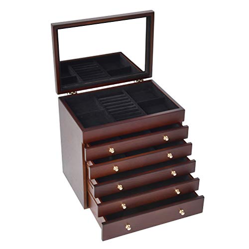 Caffny Large Wooden Jewelry Box Lady Jewelry Storage Box,Built-in ...