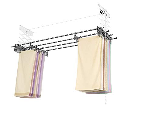 Wellex 72" Ceiling Mounted Laundry Drying Rack, Space Save