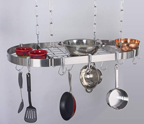 Concept Housewares Hanging Pot Rack, 38", Silver
