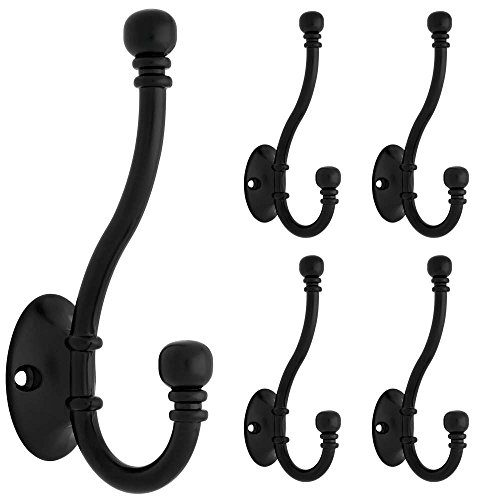 Franklin Brass Ball End Coat and Hat Hook, 5-Pack, Flat Black, 5 Piece