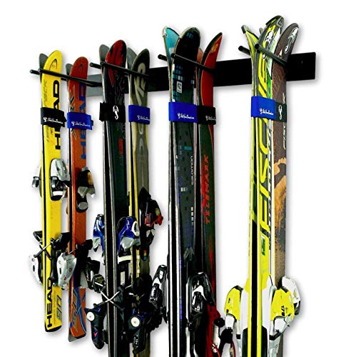 StoreYourBoard Ski Wall Storage Rack, Holds 8 Pairs, Steel Home and Garage Skis