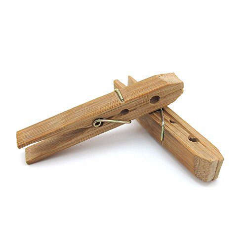 BambooMN Heavy Duty Carbonized Bamboo Clothes Pins for Crafts, Clothes and More - 48 Count