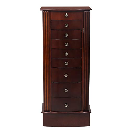 Large Jewelry Armoire Cabinet with 8 Drawers & 2 Swing Doors 16 Hooks