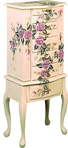 Hand Painted Jewelry Armoire Off White