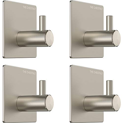The Chestnut Wall Hooks Adhesive for Hanging Towels - Set of 4