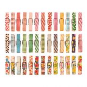 DECORA 3.5cm/1.38in Colorful Painted Wood Clothespin 100 Pieces for Photo Clips Scrap Booking Crafts Gift Wrapping