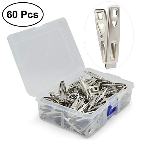 VIPbuy 60 PCS Strong Stainless Steel Clothes Pins Metal Laundry Pegs with Storage Box for Clothes Sock Food Sealing Photos