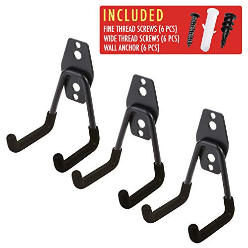 3pcs Garage Hanger Hooks for Hanging Ladder Hose Extension Cord Shovel Bike