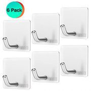 DRMAICH Wall Key Holder, Key Holder for Wall, Strong Adhesive Hook for Office, Kitchen Stick on Wall, Bathroom Waterproof Heavy Duty Hook for Towel, Coat Hanger (6pack)