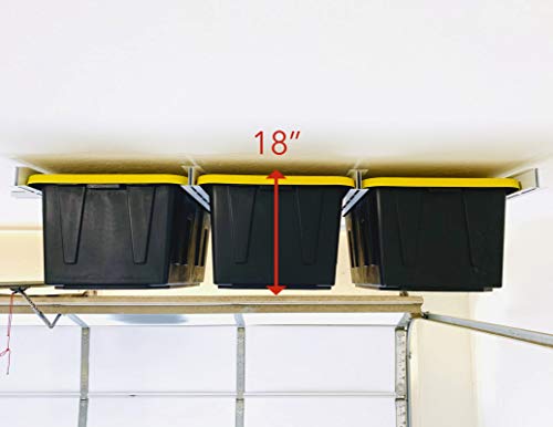 Overhead Garage Storage Rack - Organize Up to 13 Bin/Totes on The Ceiling