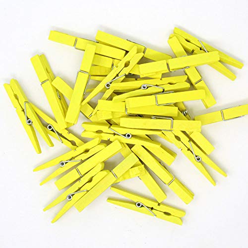 Just Artifacts 2.75-inch Craft Wood Clothespins/Peg Pins (100pc, Lemon Yellow)