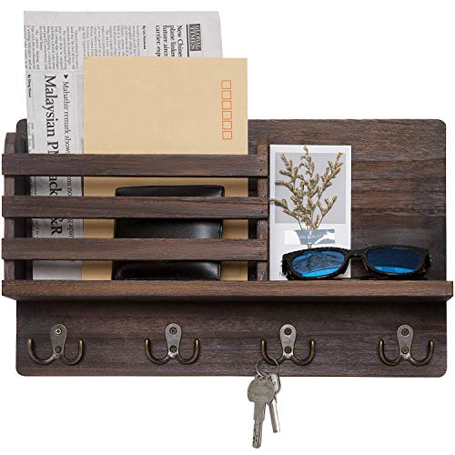 Dahey Wall Mounted Mail Holder Wooden Mail Sorter Organizer