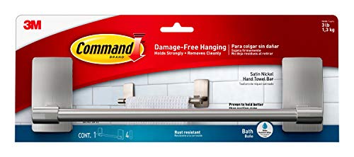 Command by 3M 9" Towel Bar, Stylish Design, Easy On, Easy Off