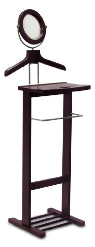 Legacy Decor Valet Stand with Mirror New Espresso Finish