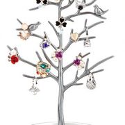 WELL-STRONG Earring Ring Holder Necklace Bird Decoration Jewelry Tower Tree for Girl Silver