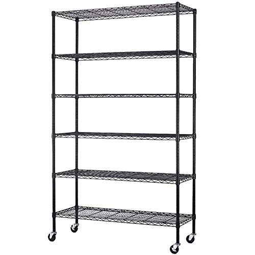 Storage Shelves Metal Shelf Wire Shelving Unit with Wheels 6 Tier NSF Certification