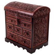 NOVICA Bird Theme Brown Tooled Leather Jewelry Box Chest with Drawers, Formidable Falcon'