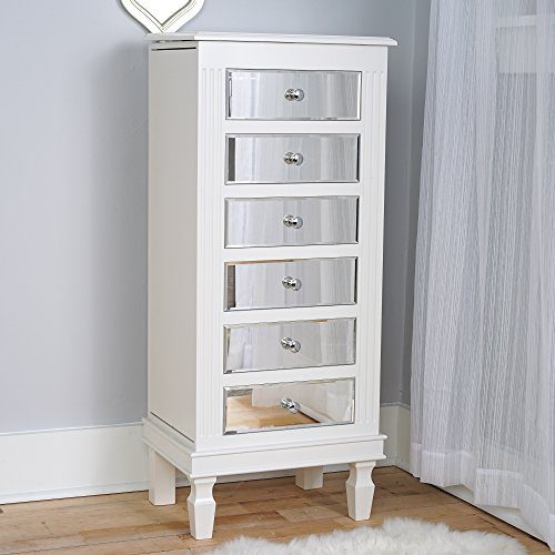 Hives & Honey Amy White Mirrored Jewelry Armoire Jewelry Stand