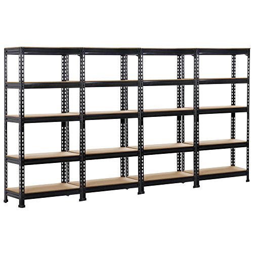 Topeakmart 4 Pack 5 Tier Shelving Unit and Storage Shelves Rack Heavy Duty Shelving Garage, 59.1H x 27W x12D inch
