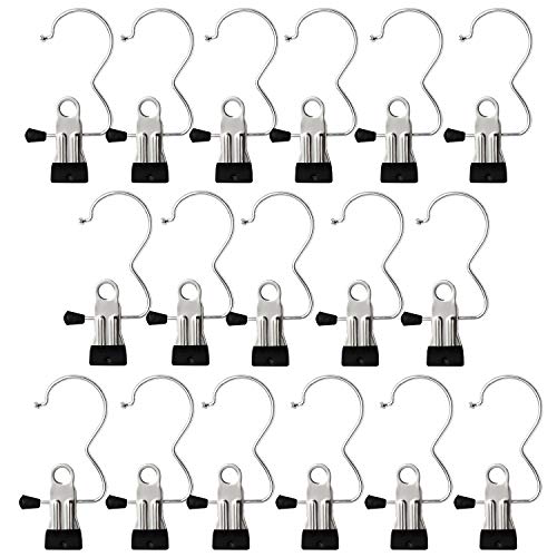 XING-RUIYANG Set of 17 Portable Laundry Hook Hanging Clothes Pins Stainless Steel Travel Home Clothing Boot Hanger Hold Clips