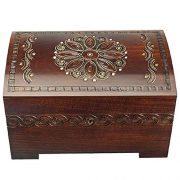 Enchanted World of Boxes Large Polish Wooden Chest Handmade Floral Jewelry Keepsake Box with Lock and Key