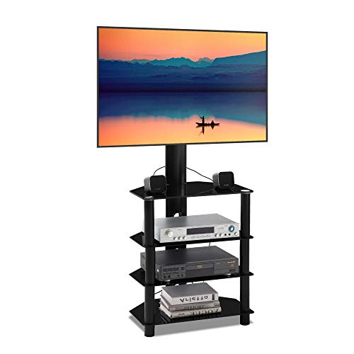 BBEN 4-Tiers Media Component Floor TV Stand with Swivel Mount Audio Shelf