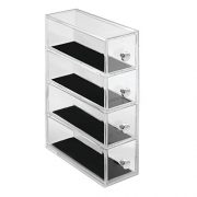 InterDesign Clarity 4-Drawer Flip Tower Jewelry Box, Clear/Black