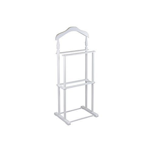 Proman Products Twin Valet Stand in White Wood and Coated Metal Legs