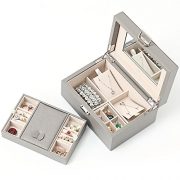 Vlando Wooden Jewelry Box, Jewelry Organizer and Storage- Grey